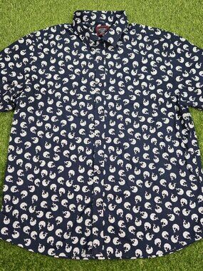UNTUCKit Shirt Mens 2XL XXL Navy Blue Slim Fit Floral Beach Hawaiian Cotton